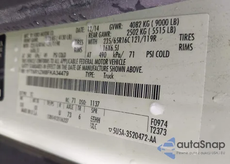 2015 Ford Transit-250 из США, поврежденный, VIN 1FTNR1ZM8FKA34479